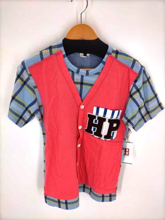 COMME des GARCONS HOMME PLUS(コムデギャルソンオムプリュス) AD2009 ランダムコラージュ期 HPワッペン カーディガンドッキング チェック柄カットソー メンズ JPN:S JPN:S