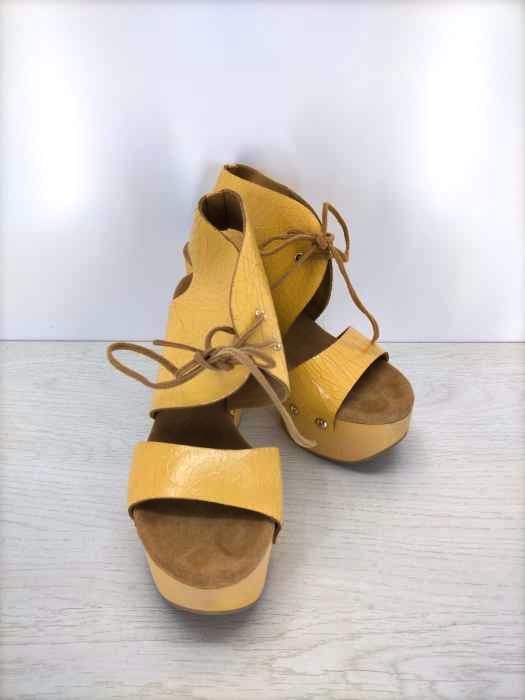 JIL SANDER NAVY(ジルサンダーネイビー) ペイント加工 ウッドヒール サンダル レディース EUR:37.5 EUR:37.5