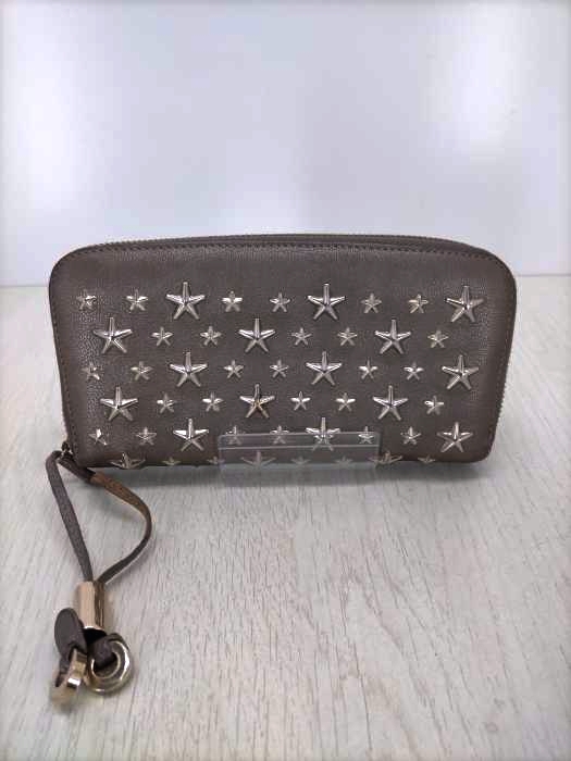 JIMMY CHOO(ジミーチュウ) FILIPA スタースタッズ装飾 ラウンドジップ長財布 LIGHT KHAKI/GOLD レディース 表記無 表記無