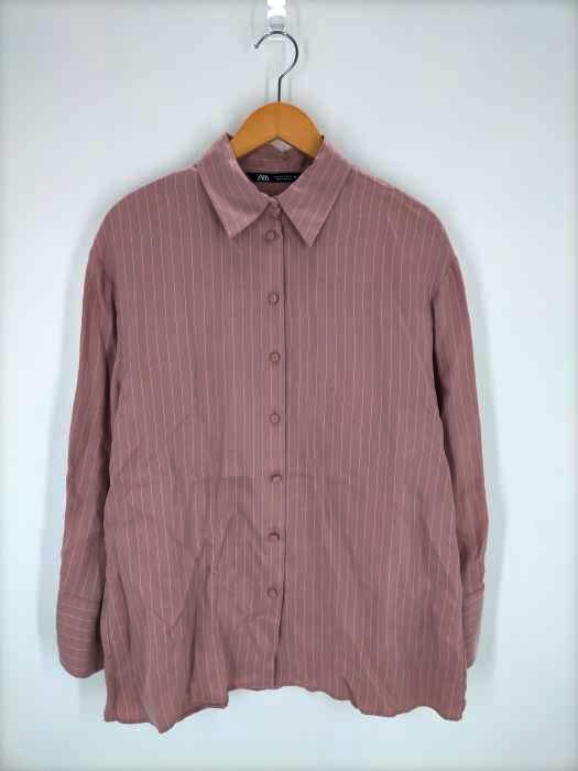 ZARA(ザラ) ストライプ柄 サテンシャツ レディース import：S import：S