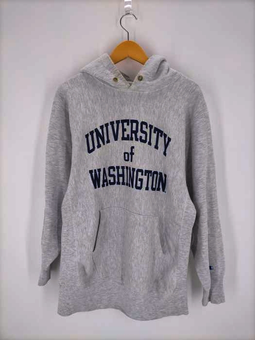 Champion(チャンピオン) 90S USA製 REVERSE WEAVE UNIVERSITY OF WASHINGTON ラバー3段プリント プルオーバーパーカ メンズ トップス パーカー