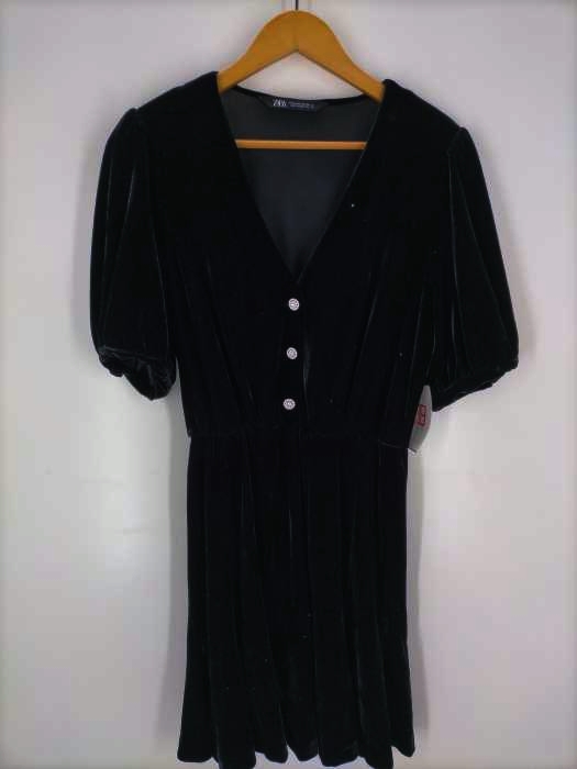 ZARA(ザラ) 半袖ボタン装飾ベロアワンピース レディース JPN：M JPN：M