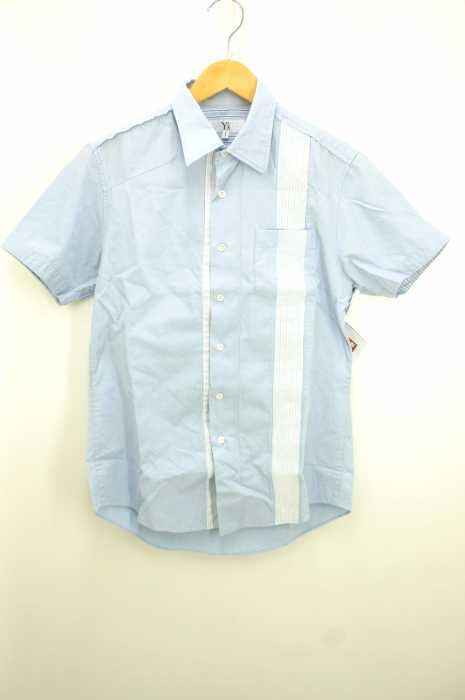 Y's for men(ワイズフォーメン) 12AW 特殊加工生地切替 カットアウトパッチワークS/Sシャツ メンズ トップス カジュアルシャツ
