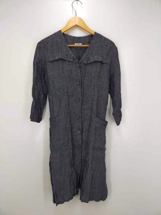 fog linen work（フォグリネンワーク） リネン ノーカラー シャツワンピース ショート丈 レディース ワンピース シャツ