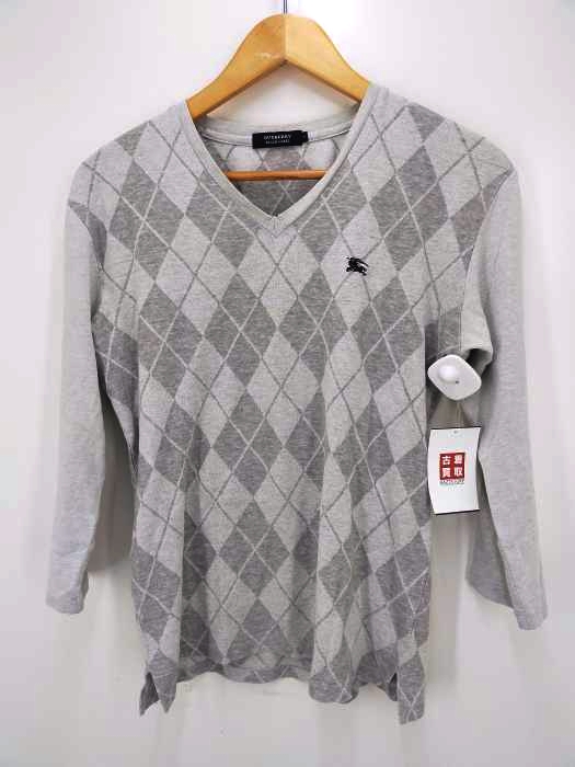 BURBERRY BLACK LABEL（バーバリーブラックレーベル） Vネックアーガイル柄Tシャツ レディース トップス Tシャツ・カットソー