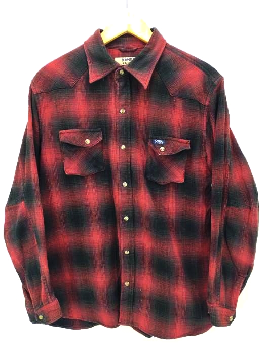 KANSAI JEANS（カンサイジーンズ） オンブレチェック ウエスタンシャツ メンズ トップス カジュアルシャツ