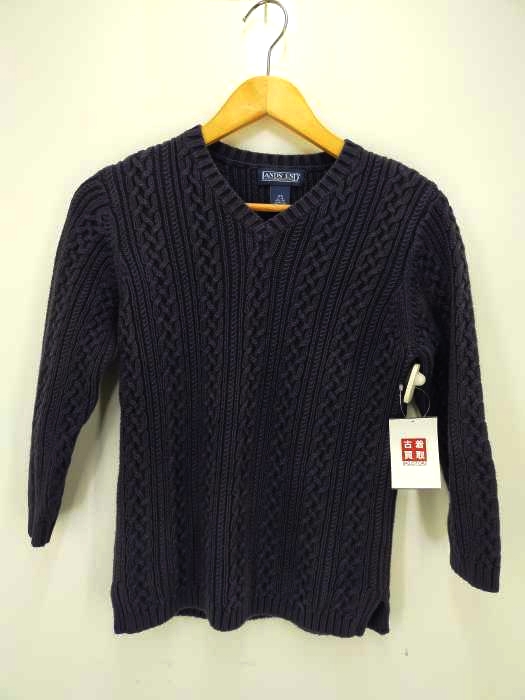 LANDS END(ランズエンド) Vネックケーブルニット レディース JPN：XS JPN：XS