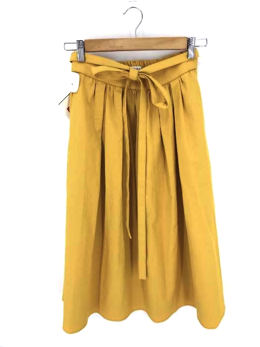 B7093■新品■プラステ リネンブレンドストレッチ ギャザーミモレスカート S 美品 PLST プラステ リネンブレンドストレッチギャザーミモレ