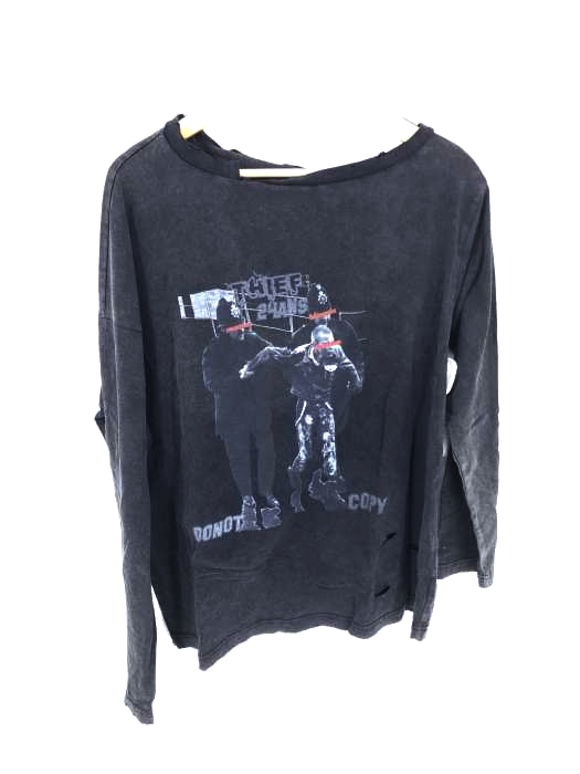 24ans（フルギ） DO NOT COPY ダメージ加工 クルーネック半袖Tシャツ 