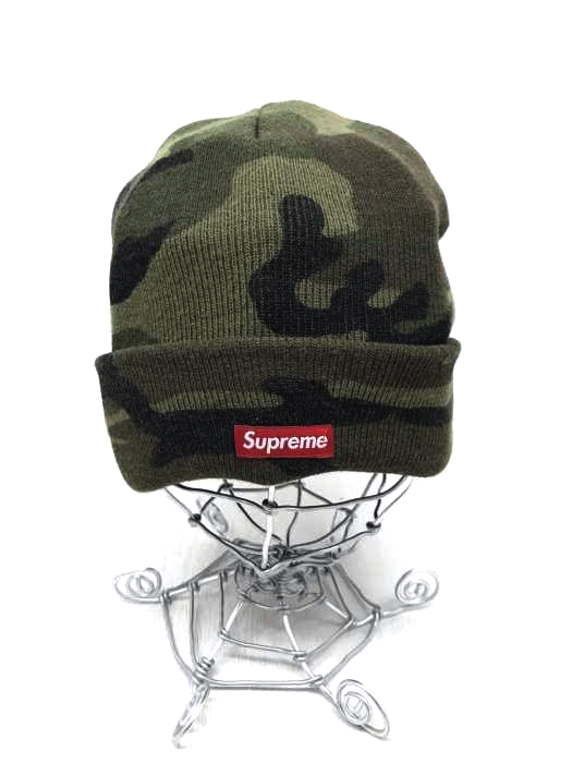 Supreme（シュプリーム） ロゴ刺繍 カモ柄ニットキャップ メンズ 帽子 ニット
