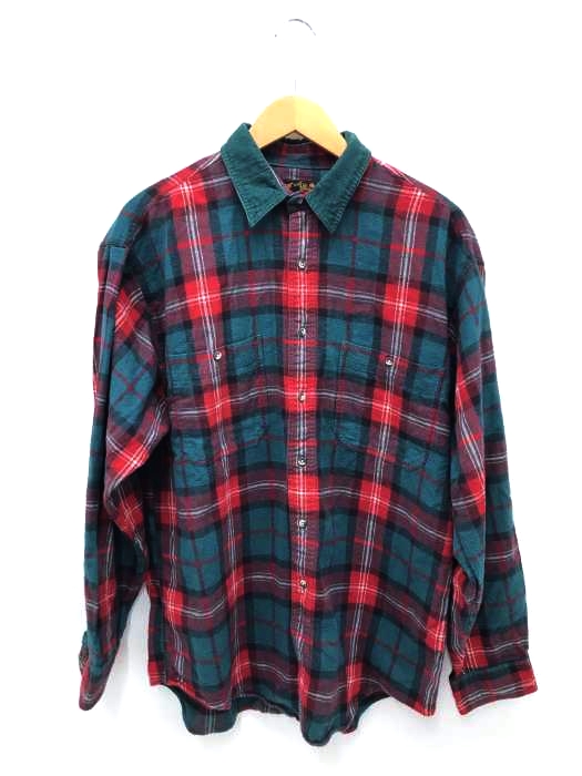 Eddie Bauer(エディーバウアー) チェック柄 コーデュロイ襟 フランネルシャツ メンズ JPN：L JPN：L