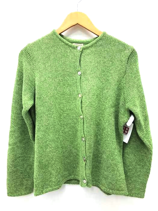 L.L.Bean（エルエルビーン） 杢グリーンクルーネックコットンカーディガン レディース トップス カーディガン・ボレロ