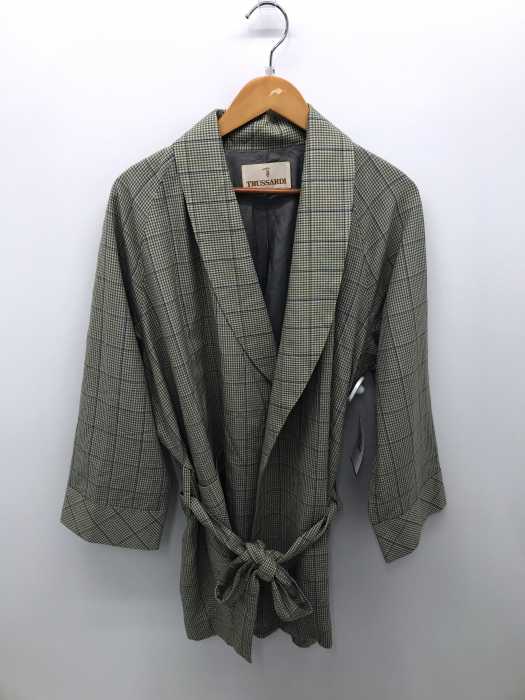 TRUSSARDI（トラサルディ） チェックショールカラーガウンコート メンズ アウター コート