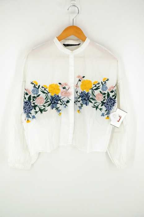ZARA(ザラ) 刺繍バンドカラーシャツ レディース トップス カジュアルシャツ
