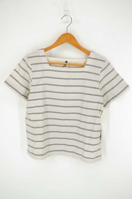 MHL. (エムエイチエル) 15SS ボートネックコットンボーダーブラウス レディース トップス シャツ・ブラウス