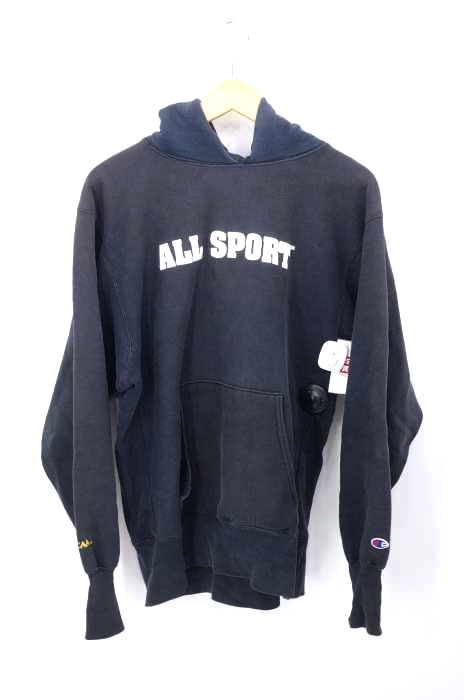 Champion(チャンピオン) 90S USA製 REVERSE WEAVE 刺繍タグ ALLSPORTS フード後付け プルオーバースウェットパーカー メンズ JPN：L JPN：L