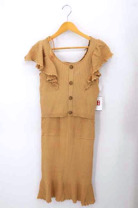 CECIL McBEE(セシルマクビー) ボリュームスリーブリブニットトップス リブニットマーメイドスカート レディース  M