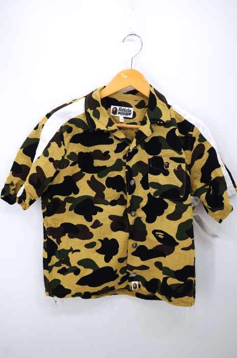 A BATHING APE(アベイシングエイプ) 1STカモ柄 シアサッカー スナップボタン半袖シャツ レディース JPN：XS JPN：XS