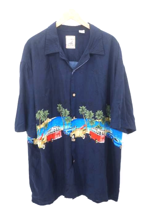 ISLAND COLLECTION(アイランドコレクション) クラシックカー柄 レーヨンアロハシャツ メンズ import：XL import：XL