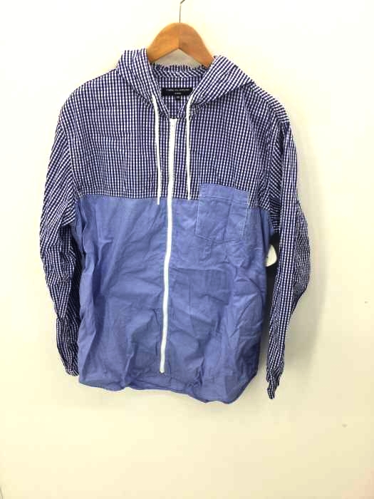 COMME des GARCONS HOMME（コムデギャルソンオム） 20SS AD2019 ギンガムチェック切替フーデットシャツ メンズ トップス カジュアルシャツ