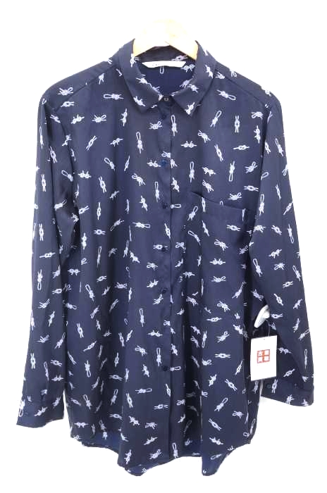 ZARA（ザラ） ロープ柄 サテン長袖シャツ レディース トップス カジュアルシャツ