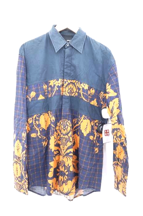 3.1 phillip lim（スリーワンフィリップリム） 花柄チェック切替ロングスリーブシャツ メンズ トップス カジュアルシャツ