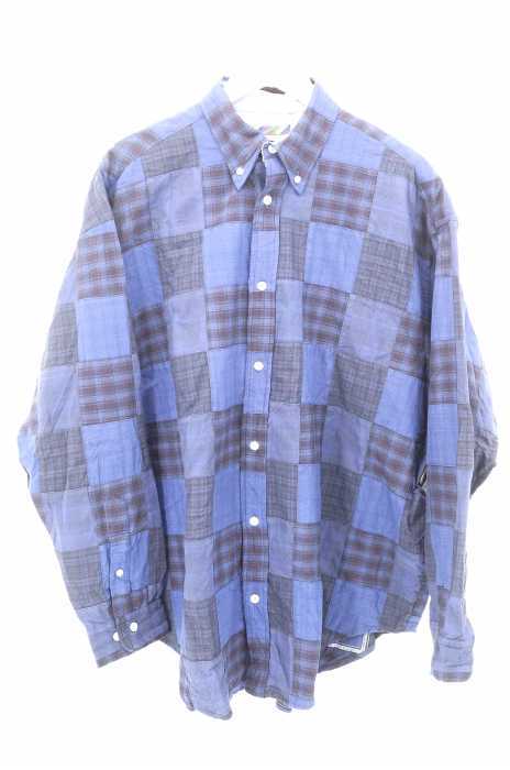 is-ness（イズネス） PATCHWORK CHECKED LONG SLEEVE SHIRT メンズ トップス カジュアルシャツ