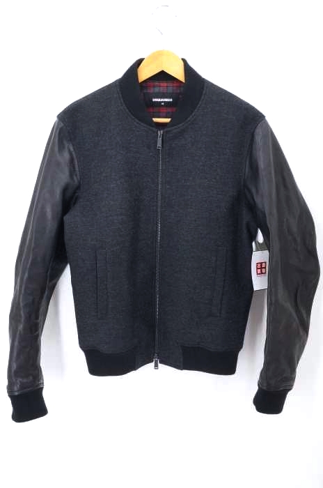 DSQUARED2(ディースクエアード) カウレザー切替スタジアムジャケット メンズ アウター ジャケット