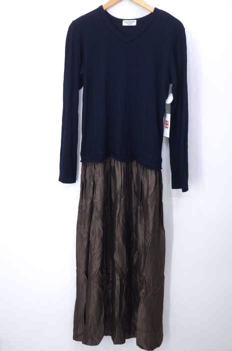 robe de chambre COMME des GARCONS（ローブドシャンブルコムデギャルソン） Vネック ウール縮絨×キュプラ縮絨 バイカラーマキシワンピース レディース ワンピース その他ワンピース