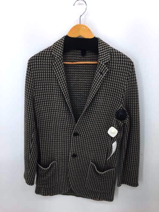LARDINI(ラルディー二) 千鳥格子 コットンリネン 2ボタン ニットジャケット メンズ アウター ジャケット