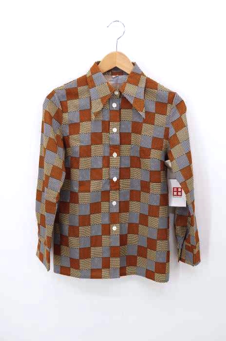 USED古着(ユーズドフルギ) OLD 幾何学柄ポリエステルシャツ レディース JPN：9号 JPN：9号