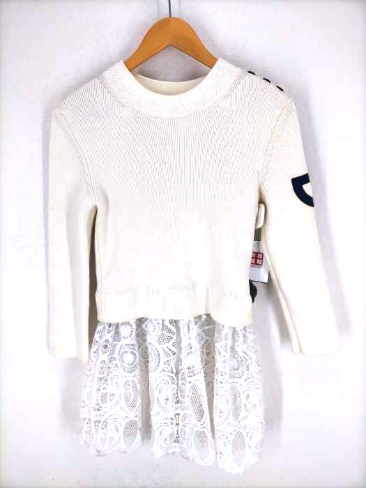 USED古着(ユーズドフルギ) PATOU（パトゥ）イタリア製 アイコニックロゴ レースパネル リブ編みニットセーター レディース 表記無 表記無