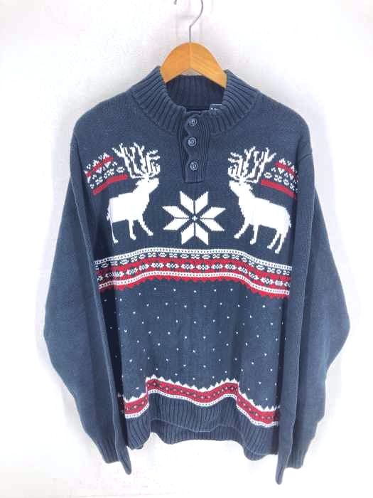CHAPS(チャップス) ノルディック柄 ヘンリーネック コットンプルオーバーニット メンズ JPN：XL JPN：XL