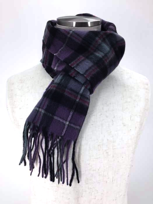 Lochmere （） カシミヤ100％ チェック柄マフラー メンズ ファッション雑貨 マフラー・スカーフ
