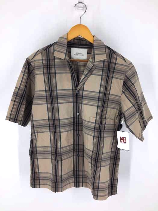 STUDIO NICHOLSON（スタジオニコルソン） COCKLE SHORT SLEEVE CAMP COLLAR SHIRT MADRAS キャンプカラーシャツ メンズ トップス カジュアルシャツ