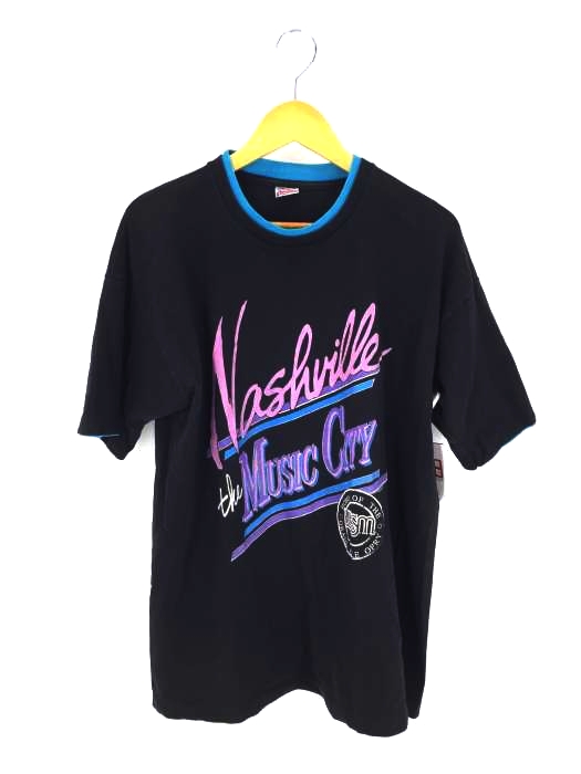 FRUIT OF THE LOOM(フルーツオブザルーム) Nashville the MUSIC CITY 段リブ プリントクルーネックカットソー メンズ JPN:XL JPN:XL
