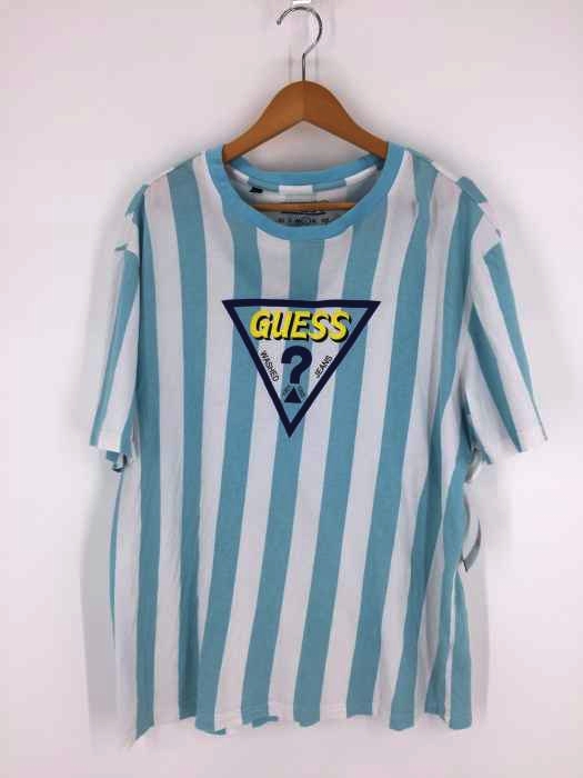 GUESS(ゲス) Triangle Logo Striped S/S Tee メンズ import：L import：L