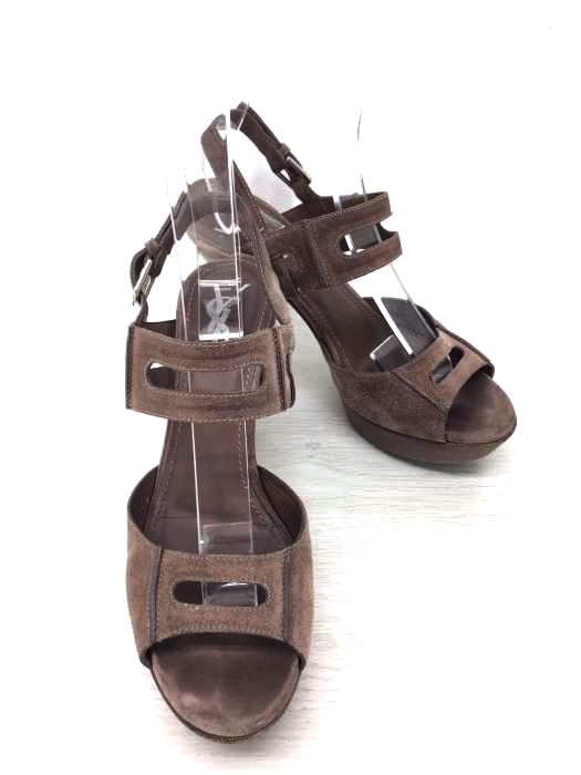 Yves Saint Laurent（イヴサンローラン） 75 SANDAL LIGHT SUEDE TORTORA スエード ヒールサンダル レディース シューズ パンプス