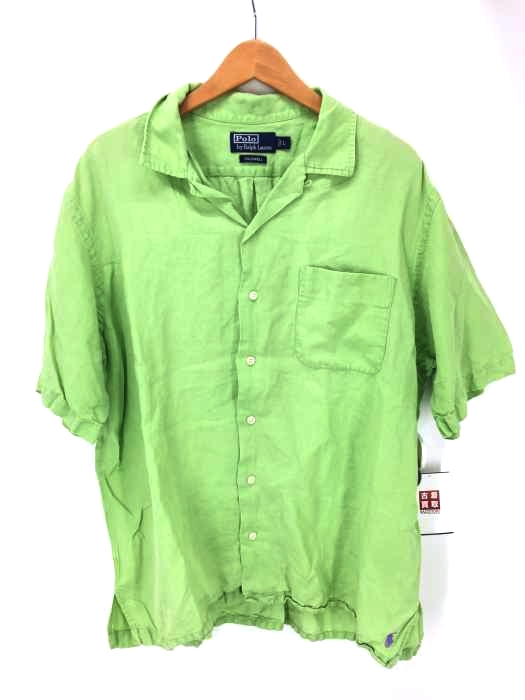 Polo by RALPH LAUREN(ポロバイラルフローレン) CALDWELL リネンシルク 裾ポニー オープンカラーシャツ メンズ import:L import:L