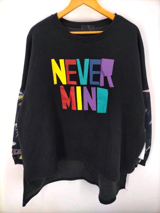 USED古着(ユーズドフルギ) NEVER MIND ビッグシルエットキャラクター袖切替スウェット レディース トップス スウェット・トレーナー