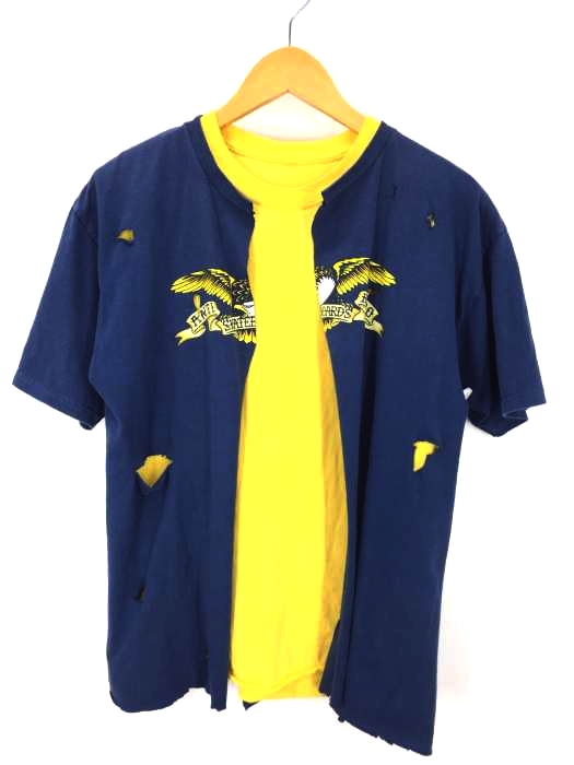 USED古着(ユーズドフルギ) SELF SATISFACTION ダメージ加工レイヤードドッキングTシャツ メンズ 表記無 表記無