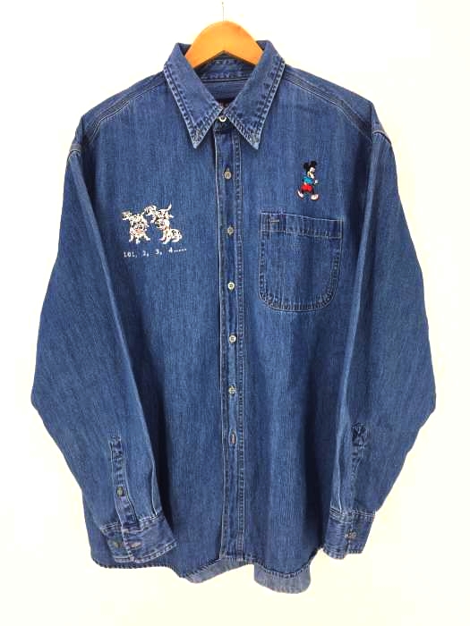 USED古着（ユーズドフルギ） faded glory キャラクター刺繍デニムシャツ メンズ トップス カジュアルシャツ