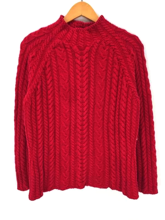 LANDS END(ランズエンド) ユニセックス ボックスシルエット ハイネック ケーブルニット レディース import：M import：M