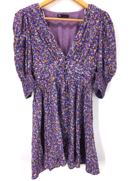 ZARA(ザラ) 小花 パフスリーブワンピース 肩パッド レディース import：S import：S