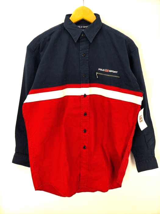POLO SPORT RALPH LAUREN（ポロスポーツラルフローレン） 90S ARCTIC 星条旗 ARCTIC ポケット付きトリコカラー シャツ メンズ トップス カジュアルシャツ