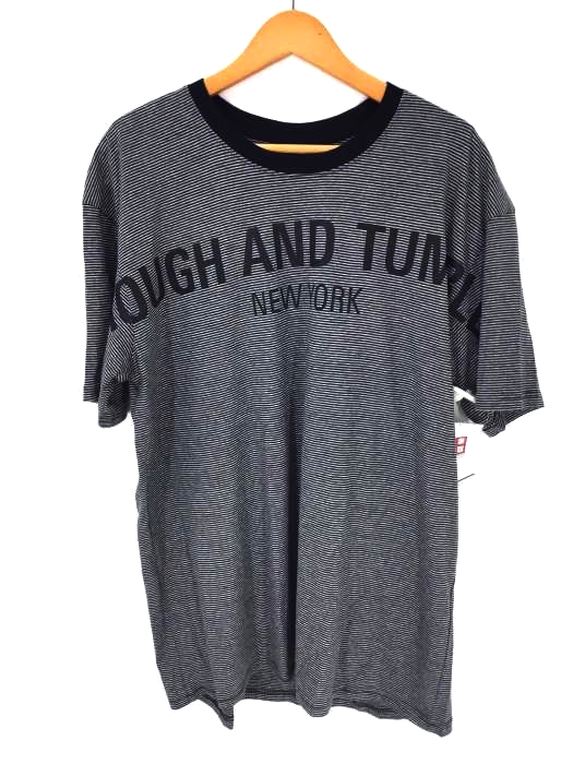 RANDT New York(アールアンドティー) USA製 ビッグシルエット ロゴプリント ボーダー リンガーネック Tシャツ メンズ import：M import：M