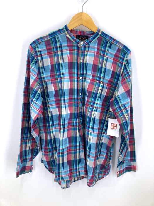 BEAMS＋(ビームスプラス) チェック柄ハーフボタンバンドカラーシャツ メンズ JPN：M JPN：M